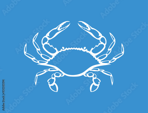 Blue crab logo. Isolated blue crab on white background