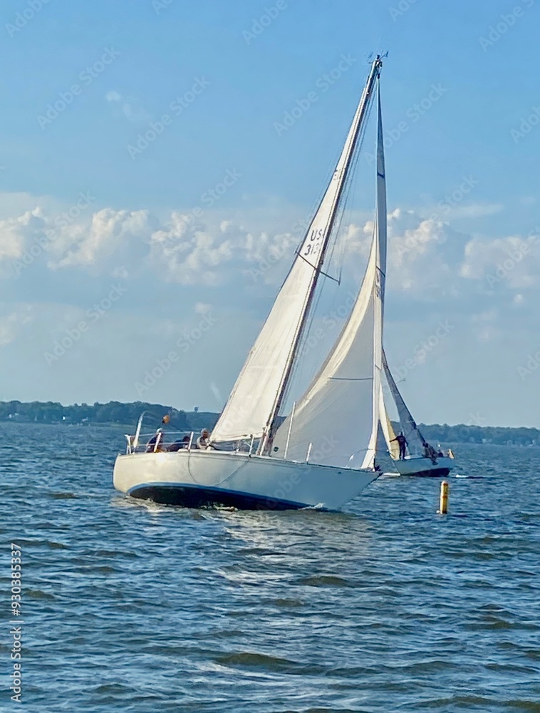 Naklejka premium Sailboat on the river