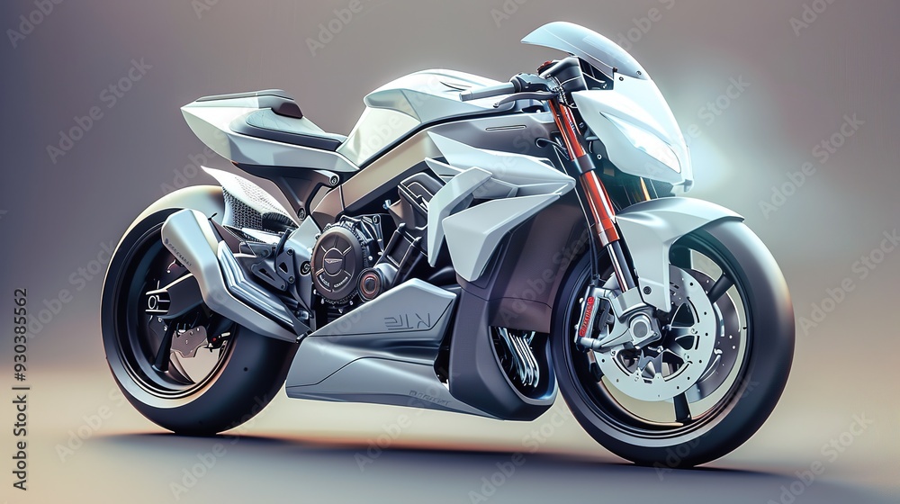 Futuristic white sport motorcycle design. Futuristic white sport motorcycle design.