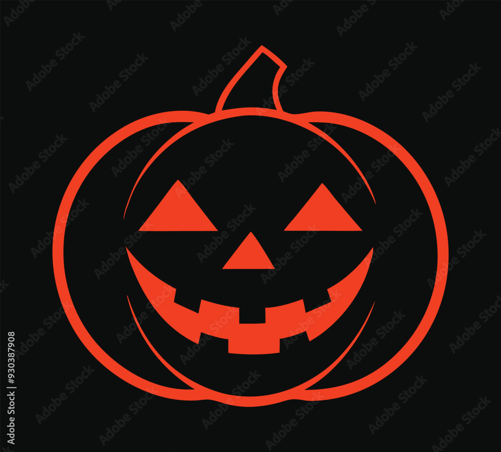 Red Pumpkin JackoLantern Halloween Spooky Face