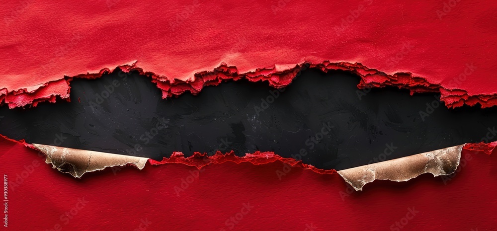 Red paper with a torn edge revealing a black background. Perfect for adding your own text or image. Red paper with a torn edge revealing a black background. Perfect for adding your own text or image.