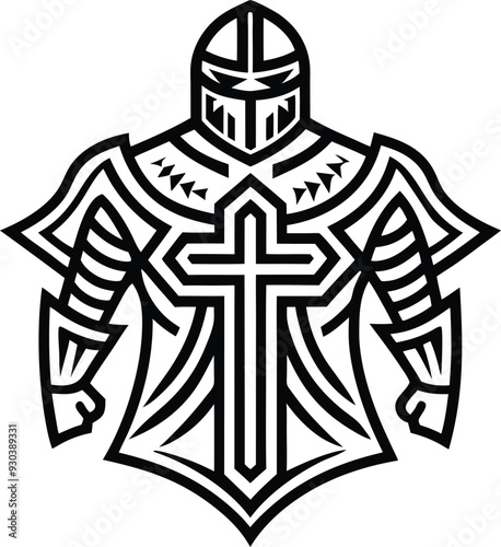 modern tribal crusader tattoo abstract line art illustration