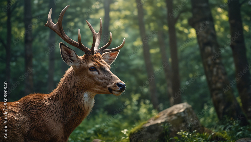 Portrait of a majestic deer in wilderness, wildlife photography Portrait of a majestic deer in wilderness, wildlife photography