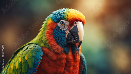 A colorful parrot portrait in wilderness, wildlife photography