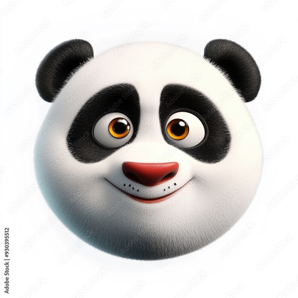 Fototapeta premium A cheerful panda face with bright eyes and a playful expression against a simple background