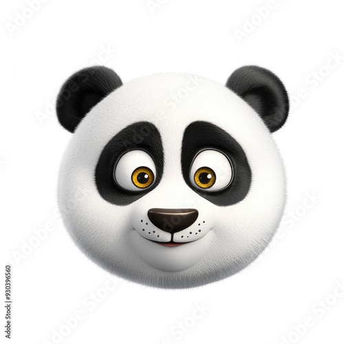 A cheerful panda face with expressive eyes in a playful design