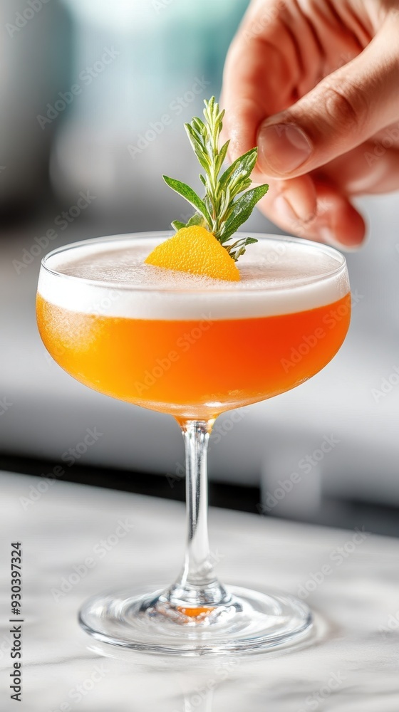 A refreshing cocktail with a vibrant orange hue, garnished with a slice of lemon and a sprig of herbs, perfect for celebrations. A refreshing cocktail with a vibrant orange hue, garnished with a slice of lemon and a sprig of herbs, perfect for celebrations.