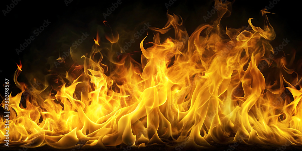 Fototapeta premium yellow fire flames background