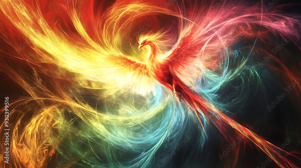 Abstract Phoenix Bird with Fire and Smoke. Abstract Phoenix Bird with Fire and Smoke.