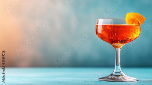 A vibrant cocktail served in a stylish glass, garnished with an orange slice, perfect for any celebration or social gathering.