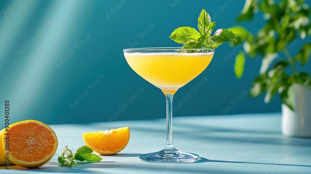 Bright and vibrant cocktail with citrus flavor, garnished with mint, perfect for summer refreshment and celebration. Bright and vibrant cocktail with citrus flavor, garnished with mint, perfect for summer refreshment and celebration.