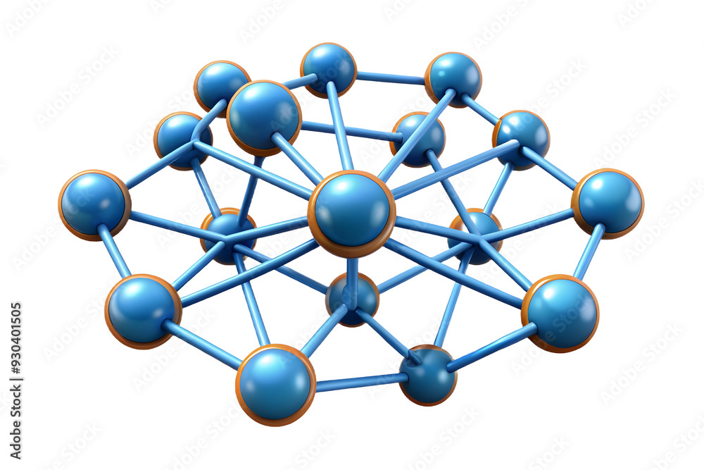 Abstract 3D AI Driven Neural Network Elements Concept as Vector Illustration Symbolizing Learning and Adaptation in Technology - Isolated on White Background