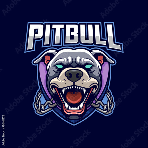 Angry Pitbull Dog Esport Logo