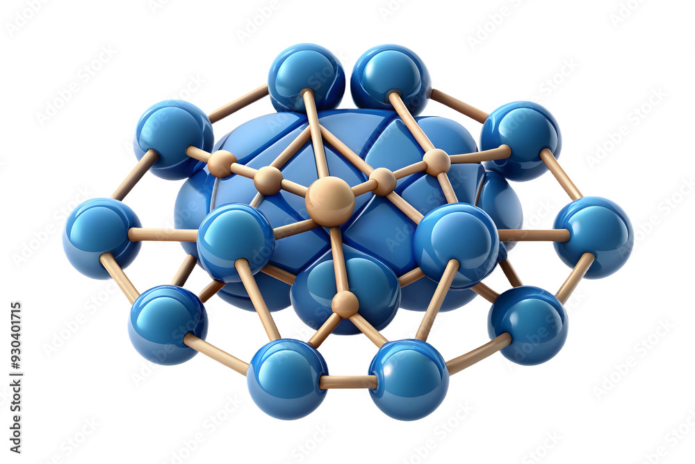 Abstract 3D AI Driven Neural Network Elements Concept Illustration on White Background - Technology and Innovation Symbol Abstract 3D AI Driven Neural Network Elements Concept Illustration on White Background - Technology and Innovation Symbol