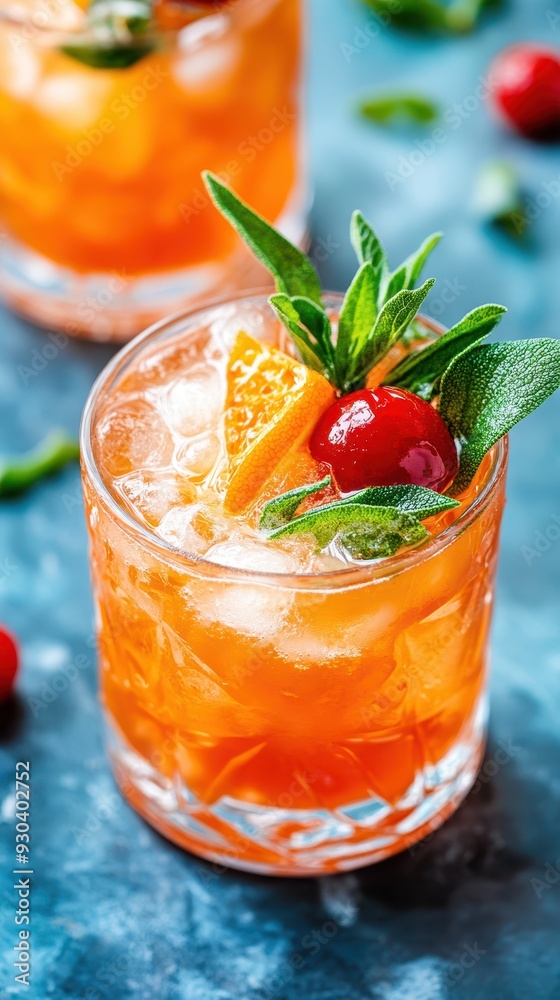 Refreshing cocktail served with mint, cherry, and orange. Perfect summer drink for parties and gatherings. Refreshing cocktail served with mint, cherry, and orange. Perfect summer drink for parties and gatherings.