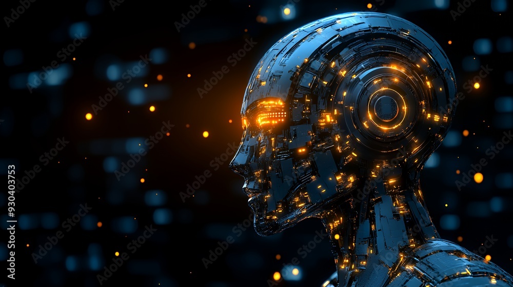 A futuristic robotic head with glowing elements, symbolizing advanced technology and AI. A futuristic robotic head with glowing elements, symbolizing advanced technology and AI.