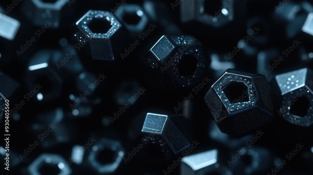 seamless pattern, A close-up view of intricate black hexagonal shapes, showcasing depth and texture in a mesmerizing abstract design. seamless pattern, A close-up view of intricate black hexagonal shapes, showcasing depth and texture in a mesmerizing abstract design.