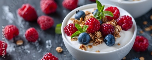 Delightful Greek Yogurt Breakfast Bowl with Fresh Berries and Granola