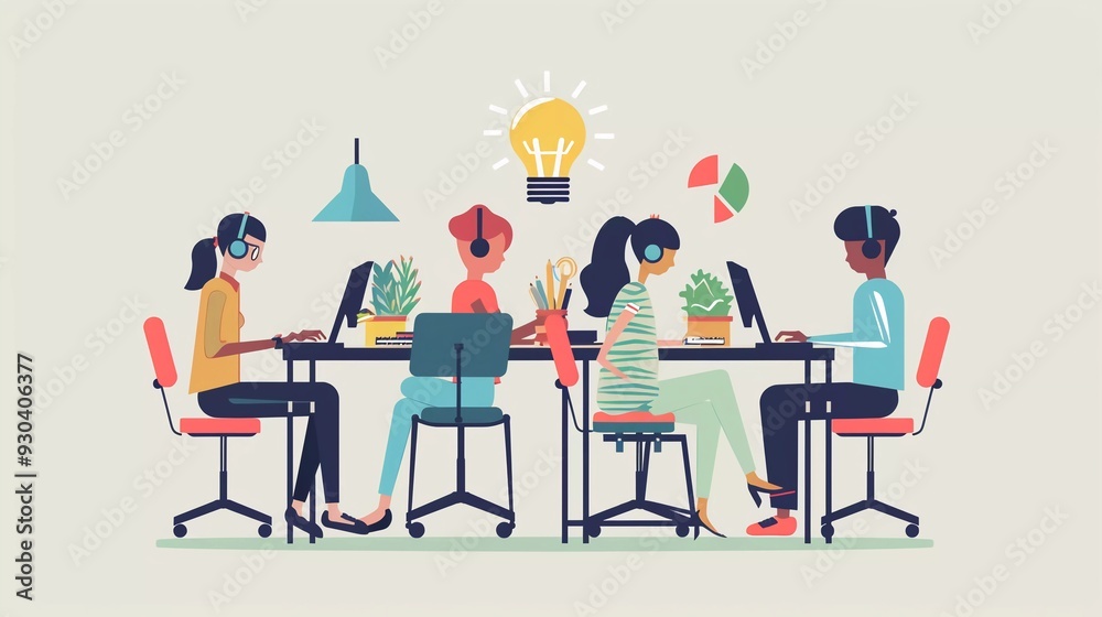 flat illustration design of busoness people that sharing an idea each other flat illustration design of busoness people that sharing an idea each other
