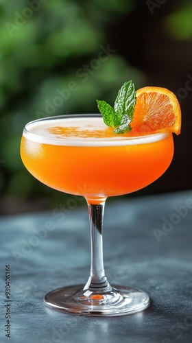 Vibrant orange cocktail garnished with mint and orange slice, perfect for summer parties and refreshing gatherings.