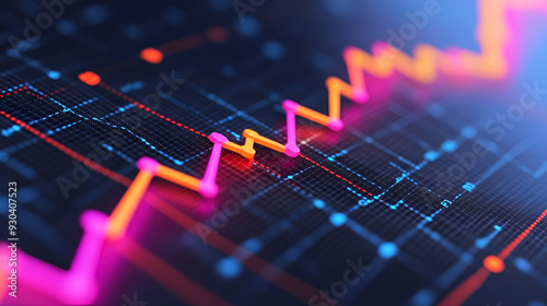 Dynamic Financial Growth: Abstract 3D Stock Market Graph Design.