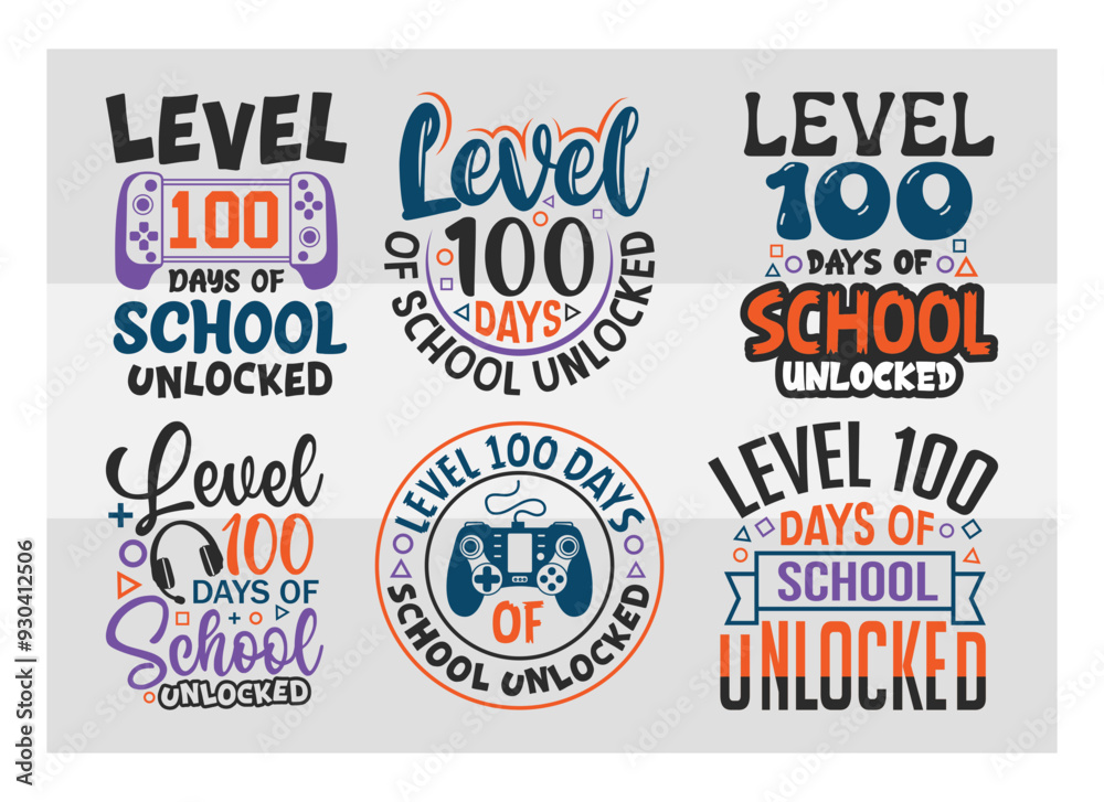 Obraz premium Gaming Svg, Level 100 Days Of School Unlocked Svg, Funny Gamer Svg, Gamer Sayings Quotes, Video Games svg, Game Controller Svg, Gamer Svg,