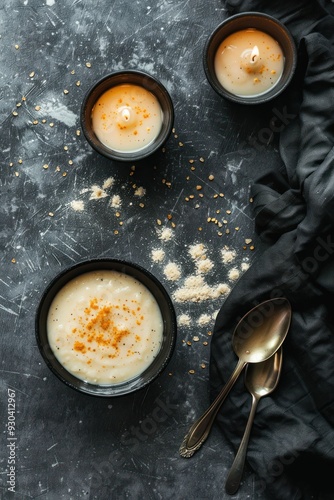 Creamy soup with candles.