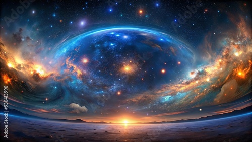 360 space nebula panoramic sky dome hdri environment map with stars astrophotography panorama photo