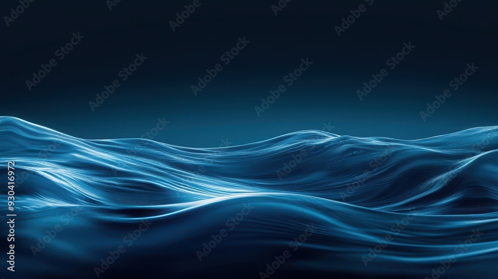Fototapeta premium A serene depiction of gentle ocean waves in a calming blue gradient.
