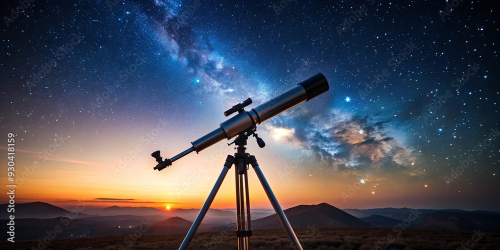 A telescope under the stars on a clear night, perfect for stargazing and astronomy enthusiasts A telescope under the stars on a clear night, perfect for stargazing and astronomy enthusiasts