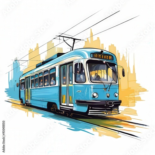 the AI Image Generator, tram in the city