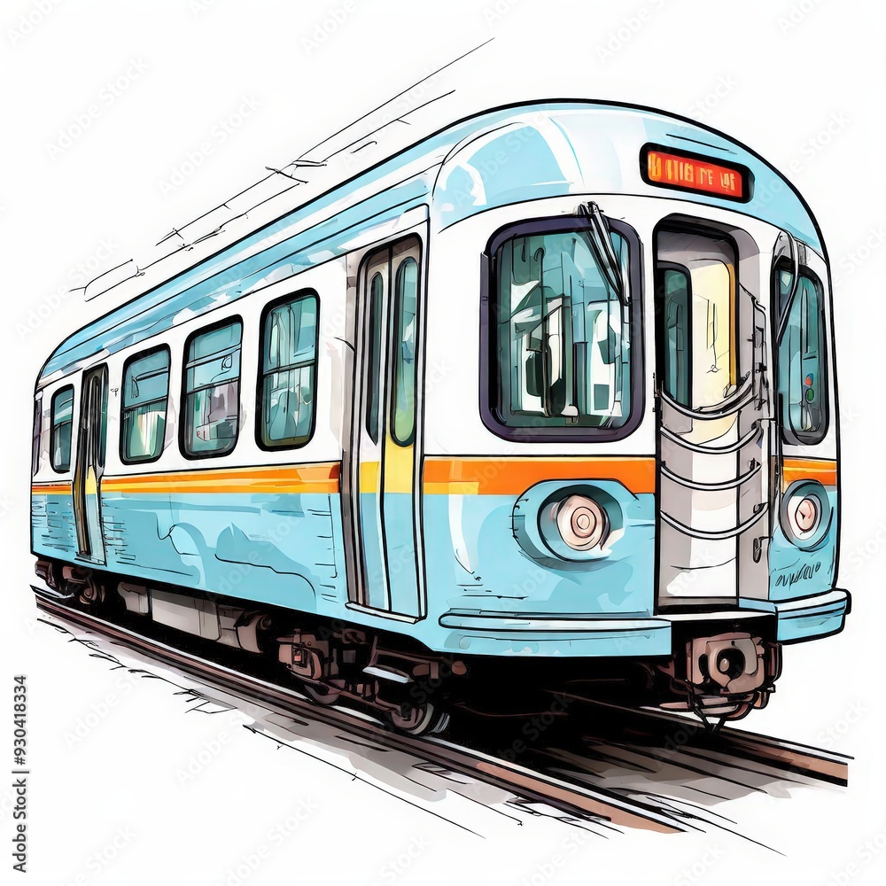 Naklejka premium the AI Image Generator, tram in the city