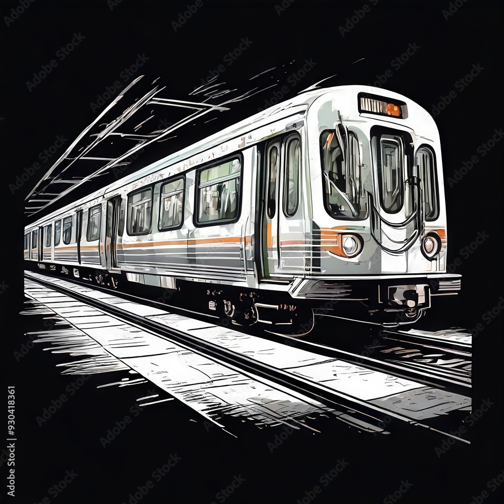 Naklejka premium the AI Image Generator, tram in the city