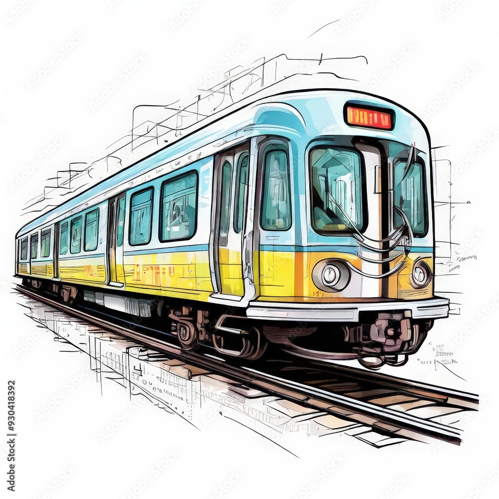 Naklejka premium the AI Image Generator, tram in the city