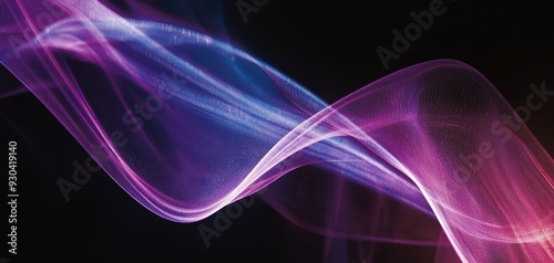 Abstract Purple and Blue Glowing Waves A CloseUp Perspective of Intertwined Light Trails on a Black Background