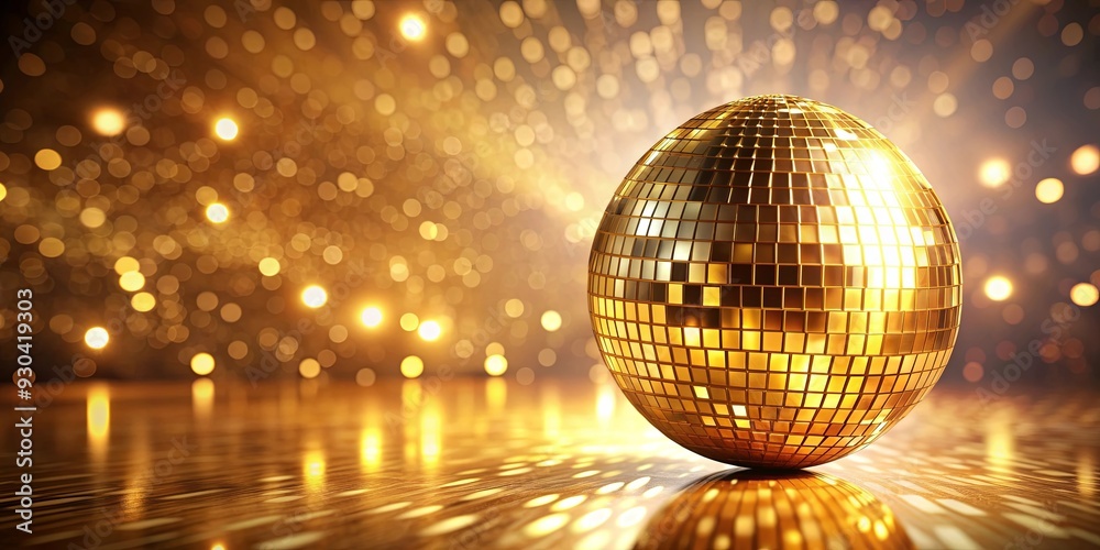 Fototapeta premium Glamorous golden disco ball reflecting light in a stylish and elegant setting