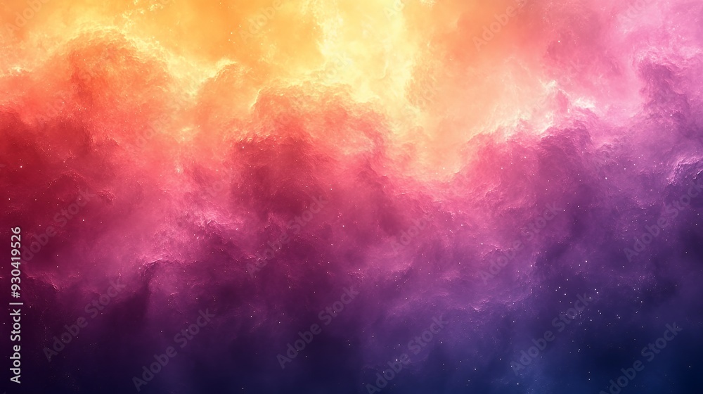 Naklejka premium A vibrant cosmic scene with swirling colors of orange, pink, and purple.