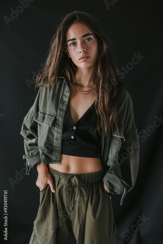 Fashion Forward: Stylish Sustainable Outfit Made from Recycled Materials for Eco-Friendly Brands Promotion