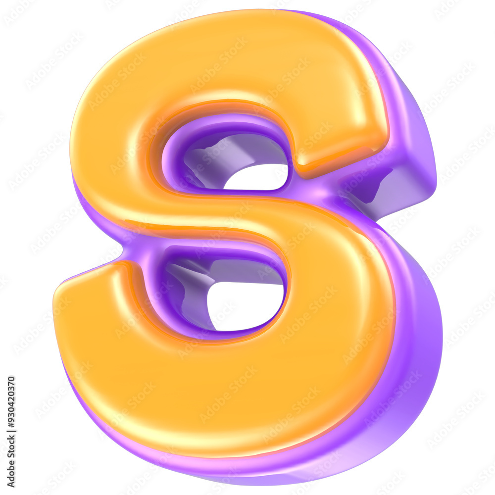 S Letter Yellow And Purple 3D Render S Letter Yellow And Purple 3D Render