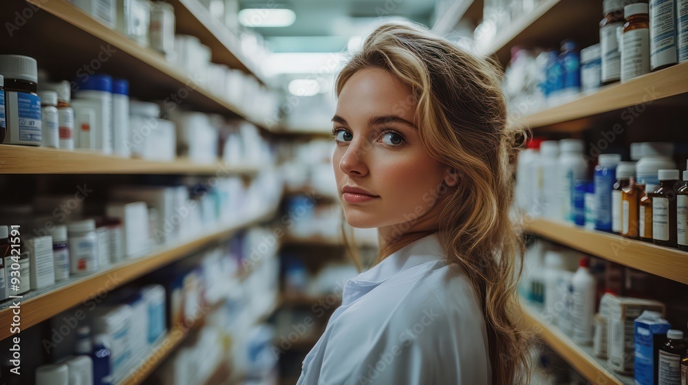 Pharmacist organizing medication on shelves, focusing on the importance of order and precision in the pharmaceutical industry. Pharmacist organizing medication on shelves, focusing on the importance of order and precision in the pharmaceutical industry.
