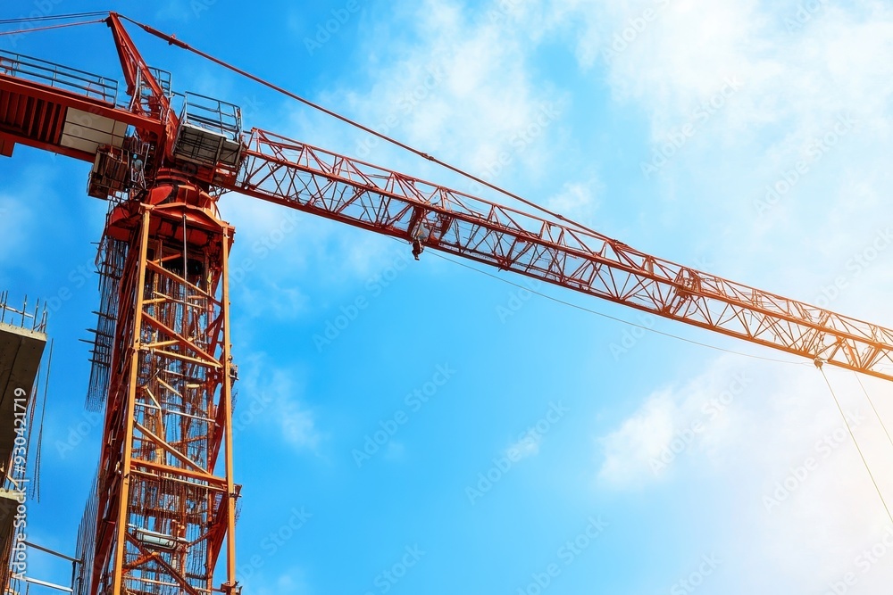 Construction Crane with Blue Sky and Clouds Construction Crane with Blue Sky and Clouds