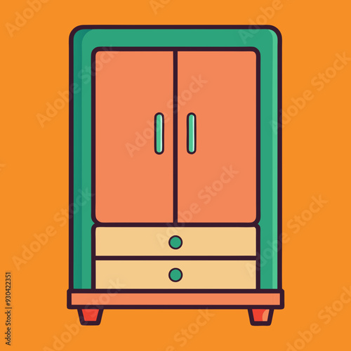 Wardrobe with drawers isolated on white, wardrobe vector illustration, furniture vector art, wardrobe silhouette, drawers icon, wardrobes line art, eps