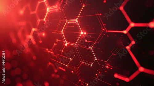 Abstract red technology hexagonal background