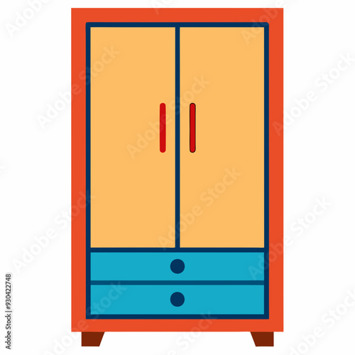 Wardrobe with drawers isolated on white, wardrobe vector illustration, furniture vector art, wardrobe silhouette, drawers icon, wardrobes line art, eps photo