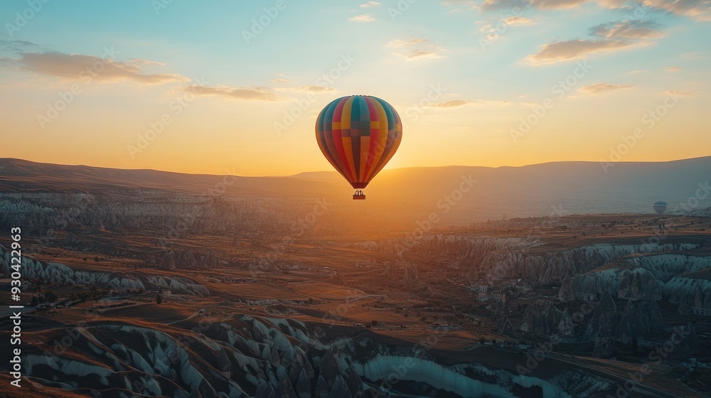 Obraz premium Hot Air Balloon Soaring Over Cappadocia