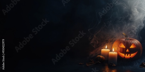 Spooky Halloween Pumpkin with Candles created by ai