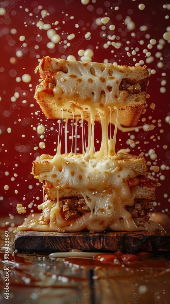 Melted Cheese Sandwich with Sauce Dripping.