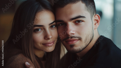 Medium Shot Couple Posing Together in Photo