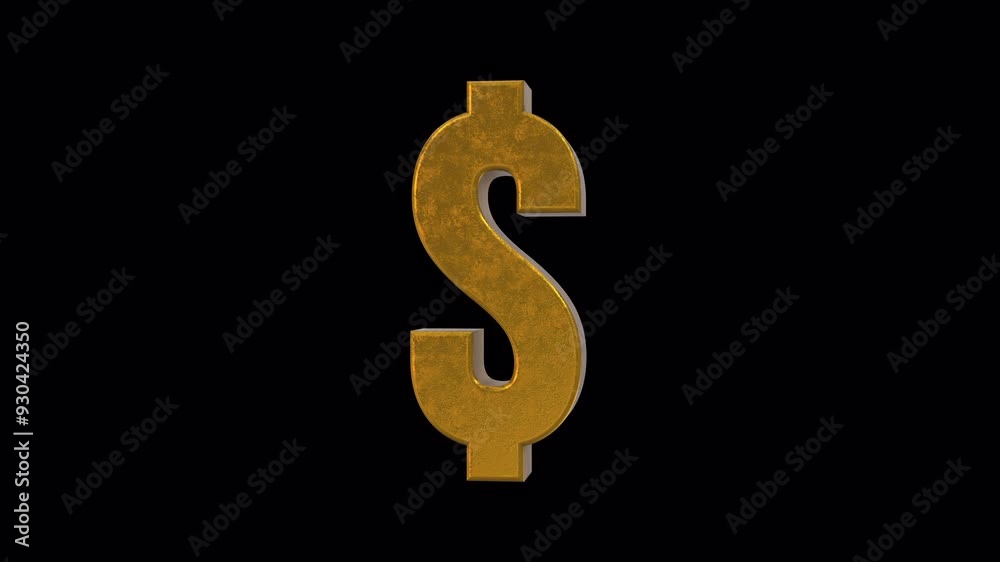 3D Dollar Sign Rotating on a Transparent Background. Seamless Loop. Dollar. 4K 3D Dollar Sign Rotating on a Transparent Background. Seamless Loop. Dollar. 4K