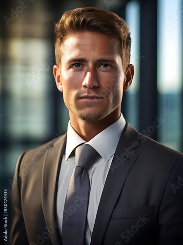 Photo Corporate young and successful businessman in formal suit